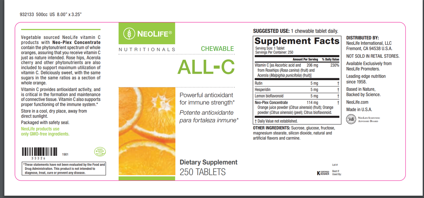 Vitamin C, All-C Chewable - Soar Like A Dove